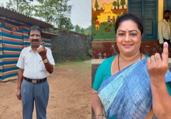 ಸಚಿವ ಅಂಗಾರ ಮತ್ತು ಪುತ್ತೂರು ಕ್ಷೇತ್ರದ ಜೆಡಿಎಸ್ ಅಭ್ಯರ್ಥಿ ದಿವ್ಯಪ್ರಭಾ ಚಿಲ್ತಡ್ಕರಿಂದ ಮತದಾನ