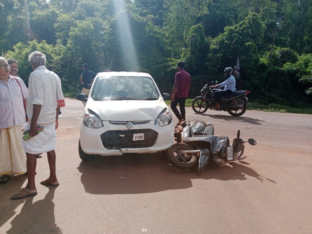 ಬಾಳಿಲ ಸ್ಕೂಟರ್ ಕಾರು ಮುಖಾ ಮುಖಿ ಡಿಕ್ಕಿ ಸ್ಕೂಟರ್ ಸವಾರ ಗಂಭೀರ.