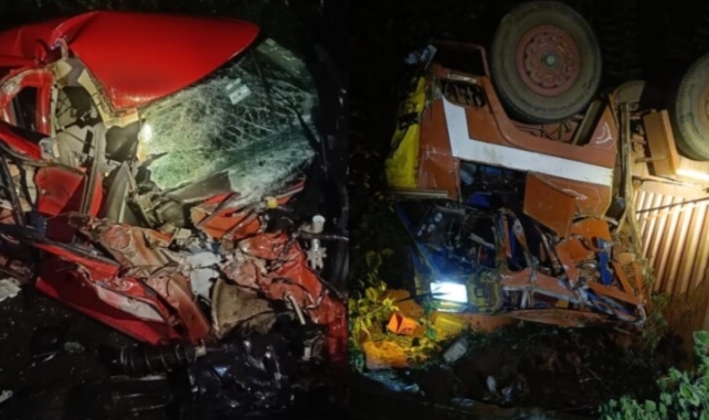 ದೇವರಕೊಲ್ಲಿಯಲ್ಲಿ ಕಂಟೈನರ್ ಲಾರಿ ಮತ್ತು ಕಾರು ನಡುವೆ ಅಪಘಾತ: ಕಾರಿನಲ್ಲಿ ಮೈಸೂರಿಗೆ ತೆರಳುತ್ತಿದ್ದ ಇಬ್ಬರು ಗಂಭೀರ ಗಾಯ.