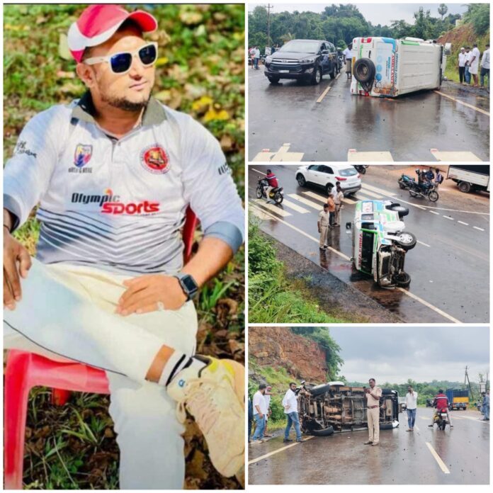 ಅಂಬ್ಯುಲೆನ್ಸ್ ವಾಹನ ಪಲ್ಟಿ: ಚಾಲಕ ಸಾವು.