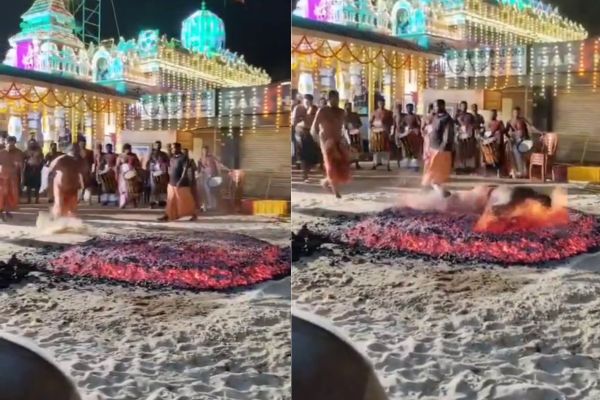 ಕೆಂಡ ಸೇವೆ ವೇಳೆ ಆಯತಪ್ಪಿ ಬೆಂಕಿಗೆ ಬಿದ್ದ ಅಯ್ಯಪ್ಪ ಮಾಲಾಧಾರಿ – ವಿಡಿಯೋ ವೈರಲ್