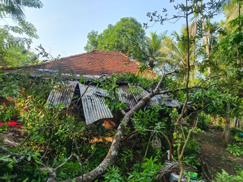 ಅರಂತೋಡು ಕೊಡಕೇರಿ ಮನೆಗೆ ಮರ ಬಿದ್ದು ಹಾನಿ