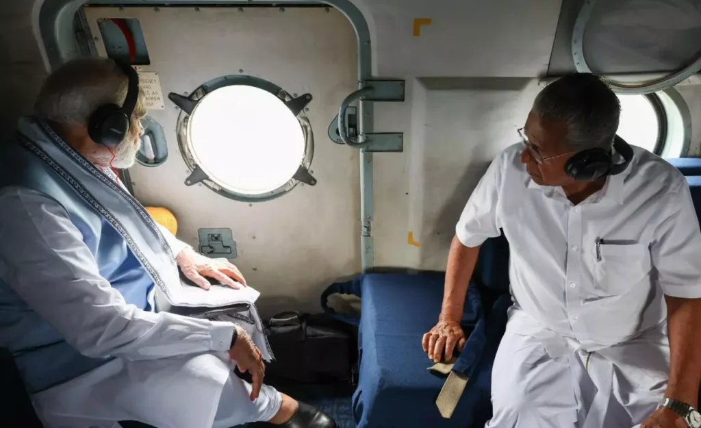 ವಯನಾಡ್ ನ ಭೂಕುಸಿತ ಪೀಡಿತ ಪ್ರದೇಶಲ್ಲಿ ವೈಮಾನಿಕ ಸಮೀಕ್ಷೆ ನಡೆಸಿದ ಪ್ರಧಾನಿ ಮೋದಿ