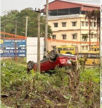 ಪುತ್ತೂರು : ಚಾಲಕನ ನಿಯಂತ್ರಣ ತಪ್ಪಿ ಕಾರು ಪಲ್ಟಿ