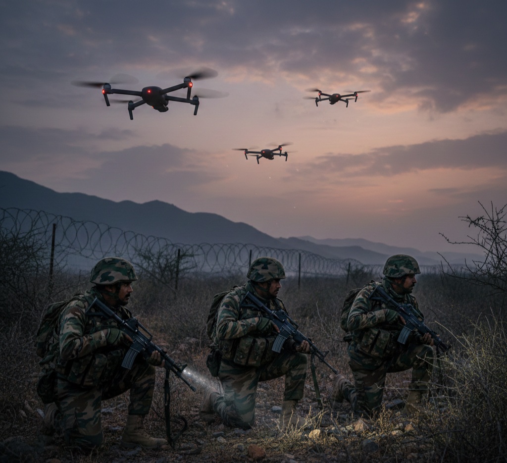 ಜಮ್ಮು-ಕಾಶ್ಮೀರ: ಗಡಿಭಾಗದಲ್ಲಿ ಪಾಕಿಸ್ತಾನದ ಡ್ರೋನ್‌ಗಳ ಹಾರಾಟ; ಭದ್ರತಾ ಪಡೆಗಳಿಂದ ತೀವ್ರ ಶೋಧ ಕಾರ್ಯ